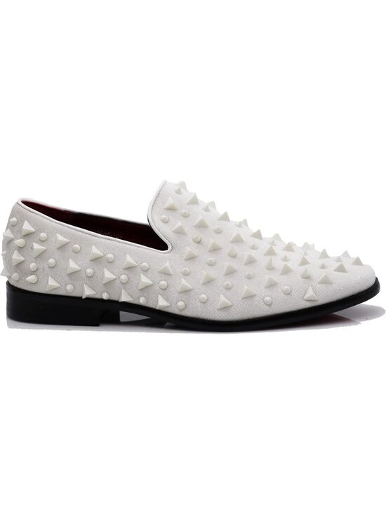 Enzo Romeo Men\'s White Solid Rubber Sole Vintage Loafers Slip On Classic Shoes